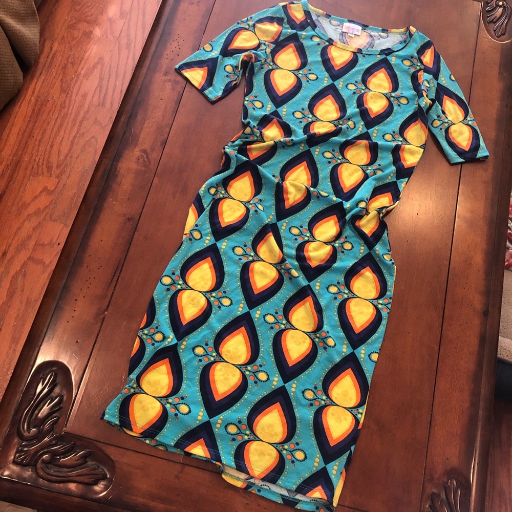 LulaRoe Julia Peacock Fitted Dress LLR